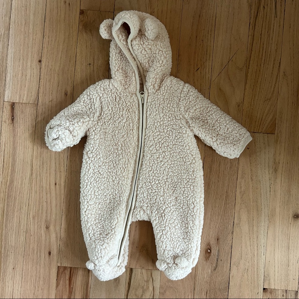 Boucle looking baby snowsuit